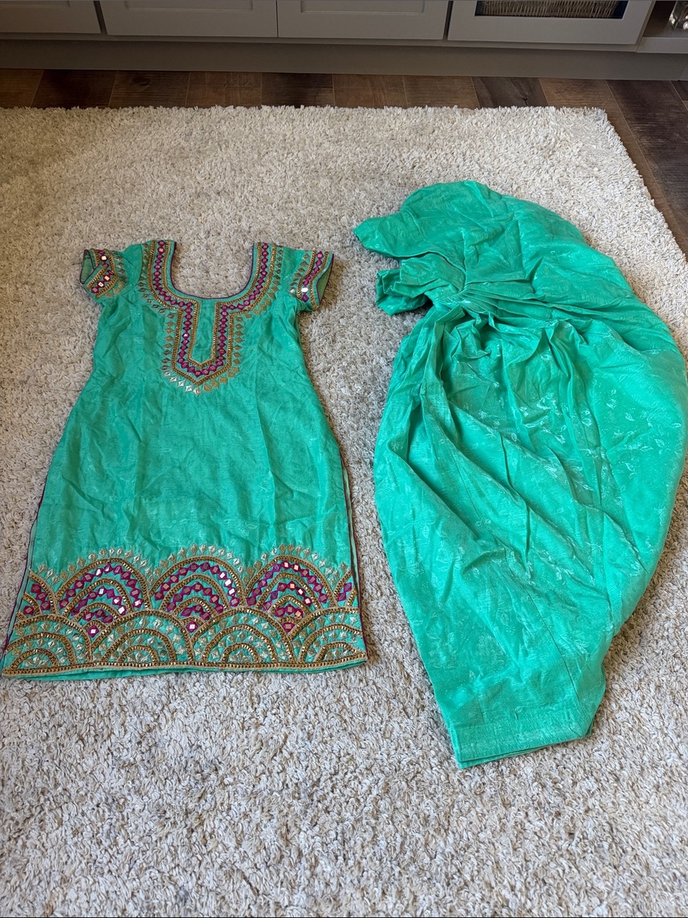 Embroidered Teal Indian Salwar Kameez Set